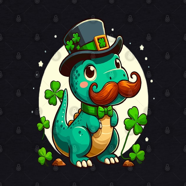 st patricks day Funny dinosaur with mustache by WOLVES STORE